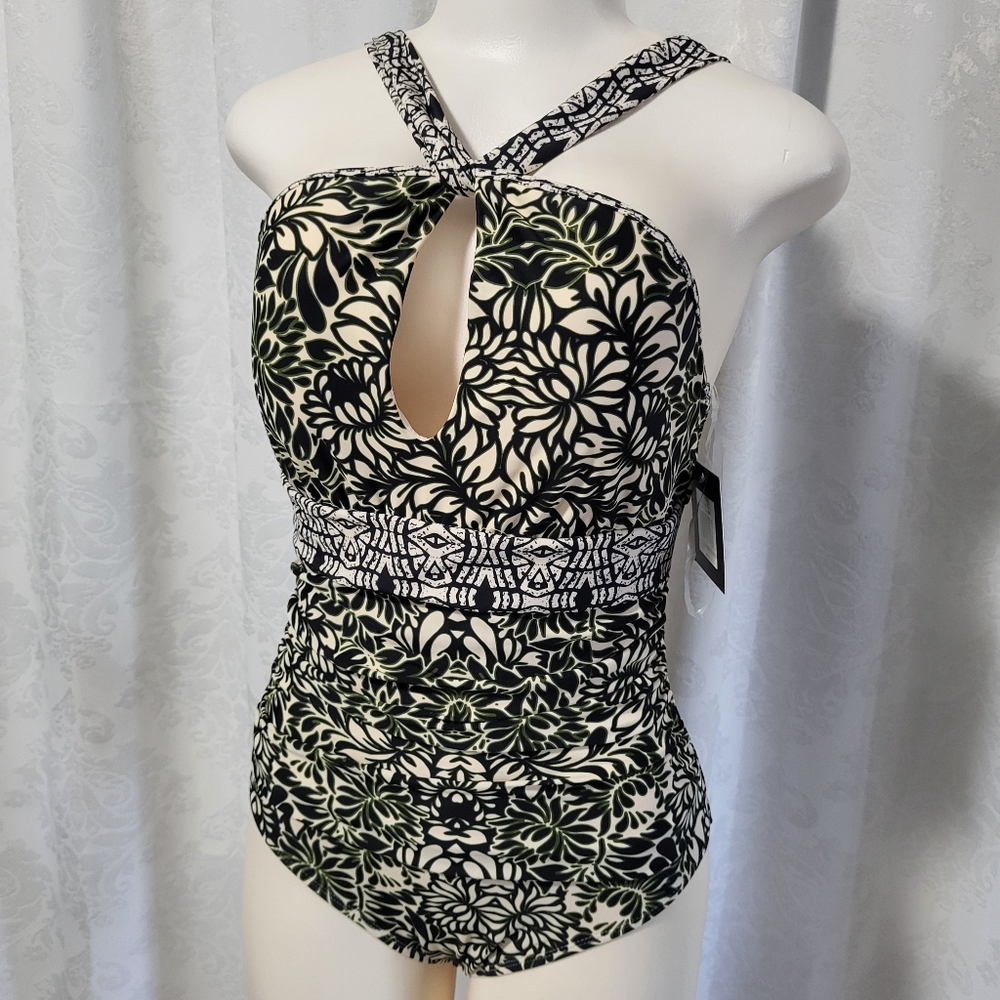 Ellen Tracy Women's One Pieces Swimsuit Size 10, Floral Green Vacation Summer